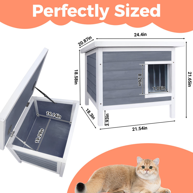 Tucker Murphy Pet Coolebebe Outdoor Cat House Large Waterproof Feral Cat Shelter For Outside Cats All round Foam Wooden Pet House Wayfair